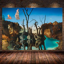 Salvador Dali Swans Reflecting Elephants Canvas Painting Posters and Prints Wall Art Cuadros for Living Room Bedroom Unframed 2024 - buy cheap