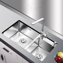 4mm Thickness Stainless Steel Hand Sink Double-Slot Kitchen Drop-in Kitchen Sink with Drains 2024 - buy cheap