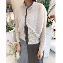 Miyake Pleated Women's Thin Coat Early Autumn One Button Solid Color Loose Cardigan 2024 - buy cheap