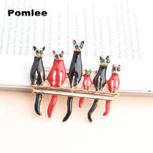 Броши Pomlee с 6 котами для женщин, животные, кошки, друзья семьи, Модная бижутерия, брошь Femme Bijoux De Luxe 2024 - купить недорого