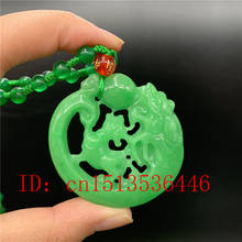 Двухсторонний резной китайский зеленый нефрит Дракон Собака нефритовый кулон ожерелье очаровательные ювелирные изделия модный счастливый амулет Подарки для женщин мужчин 2024 - купить недорого
