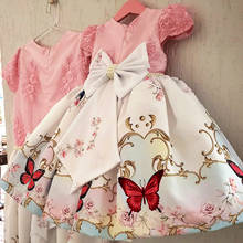 Flower Girls Dresses for Wedding  Birthday Kids Clothes Dress Girl  Elegant Princess Butterflies Children Formal Pageant Gown 2024 - купить недорого