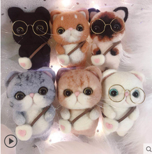 Boneco gato de lã bordado, kit de animal com óculos de lã de feltro para feltro pingente artesanato bordado faça você mesmo artesanato 2024 - compre barato