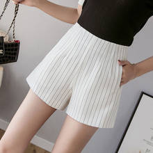 2021 Women Spring Summer New Vintage Loose Shorts Lady Striped Wide Leg Chiffon Shorts Female Casual High Waist Suit Shorts G503 2024 - buy cheap