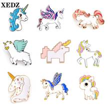 XEDZ color wings unicorn cute angel horse elk sheep stars spots mosaic running animal badge punk lapel pin children jewelry gift 2024 - buy cheap