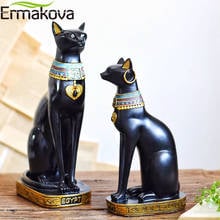 ERMAKOVA Resin Egyptian Cat Bestet Figurine Animal Egyptian Goddess Statue Sculpture Home Bar Office Desktop Decoration 2024 - buy cheap