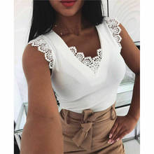 Factory Direct Sales Women Ladies Summer Lace Vest Top Sleeveless Casual T-Shirt New 2024 - купить недорого