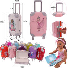 Аксессуары для кукол, милый чемодан с принтом для 18-дюймовой американской куклы, 43 см, одежда для новорожденных, аксессуары для кукол поколения 2024 - купить недорого