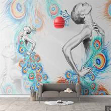 Papel tapiz 3D personalizado, mural de pavo real para sala de baile, Fondo de pared, sala de estar, dormitorio, decoración, papel tapiz 2024 - compra barato