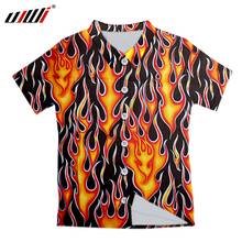 Мужская рубашка на пуговицах UJWI, с 3D-принтом черного пламени, забавная уличная одежда в стиле хип-хоп, Повседневная рубашка на пуговицах, в стиле Харадзюку 2024 - купить недорого