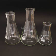 Frasco de vidrio de borosilicato para laboratorio, frasco Triangular cónico de cuello ancho, 100ml, 200ml, 1 Juego 2024 - compra barato