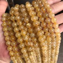 Good Quality 6/8/10mm Round Natural Brazil Gold Rutilated Quartz Stone Beads DIY Loose Beads For Jewelry Making Bracelet 15'' 2024 - buy cheap