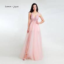 Lemon joyce Prom Dresses Long 2020 Sexy V-neck Backless Beading Evening Party Gowns Plus Size 2024 - buy cheap