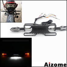 Универсальный мотоциклетный светодиодный индикатор, регулируемый задний держатель, кронштейн для номерного знака, световой кронштейн, поворотный сигнал, мигающий задний фонарь 2024 - купить недорого