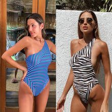 One Piece Swimsuit 2021 Sexy Swimwear Women Striped Print Bodysuit Backless Bathing Suit Summer Beachwear Swimming Suit Monokini 2024 - buy cheap
