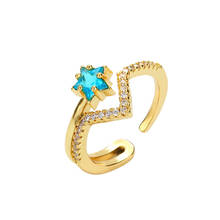 Женские золотые кольца с фианитом, открытые Регулируемые кольца с медным цирконием, простое начальное ювелирное изделие, аксессуары, обручальные кольца для женщин 2024 - купить недорого