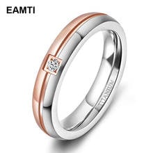 Eamti-anillos de titanio para mujer, 4mm, bandas de compromiso para pareja, boda, hombre, CZ con incrustaciones de tamaño 5 a tamaño 12, grabado personalizado para amante 2024 - compra barato