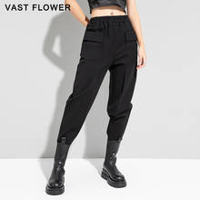Black Pocket Harem Pants Women New High Waist Pleated Casual Loose Trousers Women Clothes 2021 Spring Autumn Fashion Streetwear 2024 - buy cheap