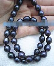NEW 18" AAA 8-9MM black PEARL NECKLACE 14K GOLD CLASP 2024 - compre barato