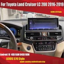 Aucar Android 10 для Land Cruiser 200 LC200 2016-2019 мультимедийный автомобильный радиоприемник Gps-навигация 1 din автомобильный стерео плеер LX570 стиль 2024 - купить недорого