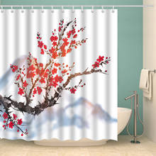 Chinese style Plum blossom landscape Waterproof Polyester Bath Single Printing Shower Curtain  for Bathroom Decor with 12 Hooks 2024 - buy cheap