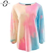 Autumn Women Casual Long-Sleeved Tie Dye Tops Brief Warmer Oversize Sweatershirt EMY021 2024 - buy cheap