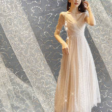 Nueva tela de tul de lentejuelas de malla, bordado fino DIY, vestido de escenario brillante, vestido de novia 2024 - compra barato