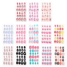 24pcs Child False Nails Wearable Full Cover Fake Nails Press On Nail Manicure Tool Candy Color Artificial Nail Art for Children 2024 - buy cheap