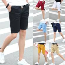 Повседневные мужские шорты размера плюс, летние шорты, одноцветные льняные шорты с завязками 2024 - купить недорого