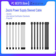 Zezzio-cabo de extensão para computador, medidor psu, linha preta e branca, 24 pinos, atx, 18awg, material de alta qualidade 2024 - compre barato