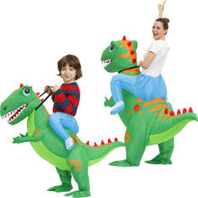 Disfraz inflable de dinosaurio verde para adultos y niños, traje para fiesta de Cosplay, Navidad, para padres e hijos 2024 - compra barato