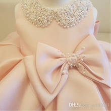 2021 New Fashion Beaded Bow Flower Girl Dresses For Wedding Princess Fluffy Tulle Baby Girls Baptism Christening 1st Birthday Go 2024 - buy cheap