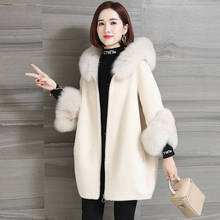 Faux Fur Long Coat Fall Winter Solid Loose Imitation Fox Fur Collar Cashmere Coats Women Rabbit Fur Female Jacket Y646 2024 - buy cheap