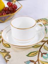 Juego de tazas de café de cerámica blanca de China de hueso fino ecológico, taza de té con cuchara, 180ml 2024 - compra barato