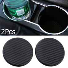 New 2Pcs High Quality Non-slip Elastic Durable Carbon Fiber Look Car Auto Water Cup Slot Non-Slip Mat Pad Accessories#294568 2024 - buy cheap