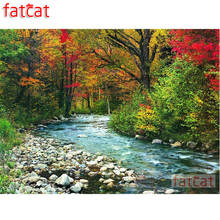 FATCAT-pintura de diamantes 5d diy, paisaje natural de bosque Arroyo, bordado de diamantes redondos y cuadrados completos, decoración del hogar en venta AE2193 2024 - compra barato