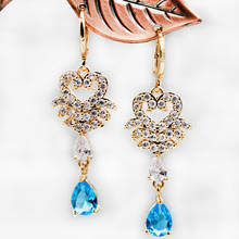 Trendy Dangle drop Earrings for Women's earrings waterdrop blue stone Gold Earrings Trendy Jewelry for Valentine's Day Gift 2024 - buy cheap
