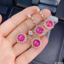 KJJEAXCMY fine jewelry natural pink topaz 925 sterling silver popular girl pendant necklace earrings ring set support test 2024 - buy cheap