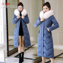 2020 New Faux Fur Collar Women Parkas Long Style Plus Size Slim Thick Female Overcoat 2024 - buy cheap