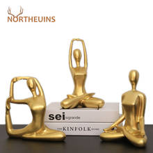 NORTHEUINS-figuritas de Yoga de piedra arenisca nórdica para interiores, estatuas para mujer, decoración del hogar para sala de estar, accesorios de Arte de escritorio, escultura, 20cm 2024 - compra barato