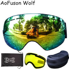 Gafas de esquí de Snowboard + lentes de visión nocturna + caja dura, alta calidad, doble capa, antiniebla, gran visión, esférico, gafas para nieve 2024 - compra barato