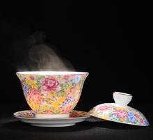 140ml Sancai GaiWan Old Beijing Eight Treasures RetroTea Bowl JingDeZhen Blue and White Porcelain Ceramic Tea Cup and Saucer Set 2024 - compre barato