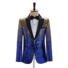 One Button Gradient Sequins Glitter Blazer Men Stage Catwalk Performance Men Suit Jackets Casual Nightclub Dj Dance Singers 2024 - buy cheap