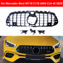 Автомобильный протектор ABS черный серебряный Бампер решетка для Mercedes-Benz W118 C118 AMG CLA 45 2020 центральный гриль GT бампер вертикальный бампер 2024 - купить недорого