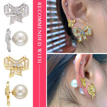 ZHUKOU-pendientes de perlas de color dorado/plateado para mujer, aretes creativos, mariposa/estrellas, VE296, 2020 2024 - compra barato