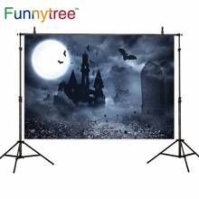 Funnytree photography Halloween backdrop cemetery fall castle night round moon terror backdrop background party photophone 2024 - buy cheap