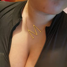 Sideway-collar con colgante de acero inoxidable para mujer, letra grande dorada con inicial, nombre de escritura, regalo (del alfabeto 26 A-Z) 2024 - compra barato