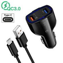 Carregador rápido automotivo qc 3.0, cabo usb pd, para samsung, huawei p30, p40, matepad 10.8, motorola g9, honor 9x, tablet, tipo c 2024 - compre barato