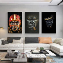 Pôster preto mau king gorila retrato pintura pôsteres e impressões imagens engraçadas animais na parede arte decoração para o quarto 2024 - compre barato