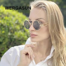 WERGASUN Vintage Steampunk Red Sunglasses Men Round Punk Alloy Metal Retro Sun Glasses Women Goggles Men Gothic Style Shades 2024 - buy cheap